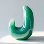 Objeto moderno e elegante começando com a letra J sobre fundo branco.