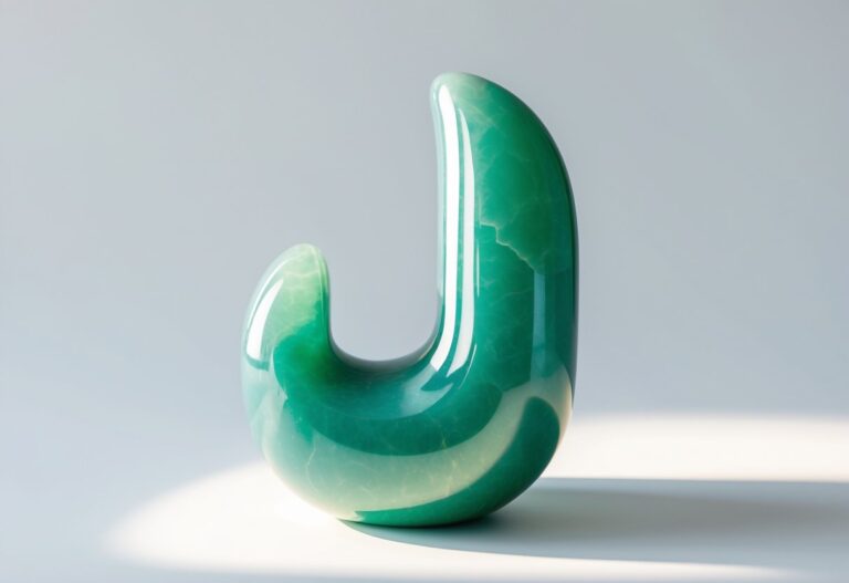 Objeto moderno e elegante começando com a letra J sobre fundo branco.