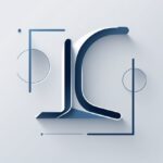 Ilustração de um logotipo estilizado com a letra L em destaque, com linhas limpas e formas geométricas ao redor.
