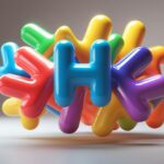 Vários núcleos coloridos em forma de letra H flutuando juntos em um fundo neutro.